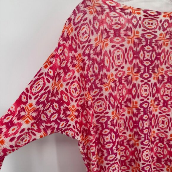 Chicos 1 Womens Pink  Orange Geometric Print sweater Tunic Top Size medium - Picture 12 of 12